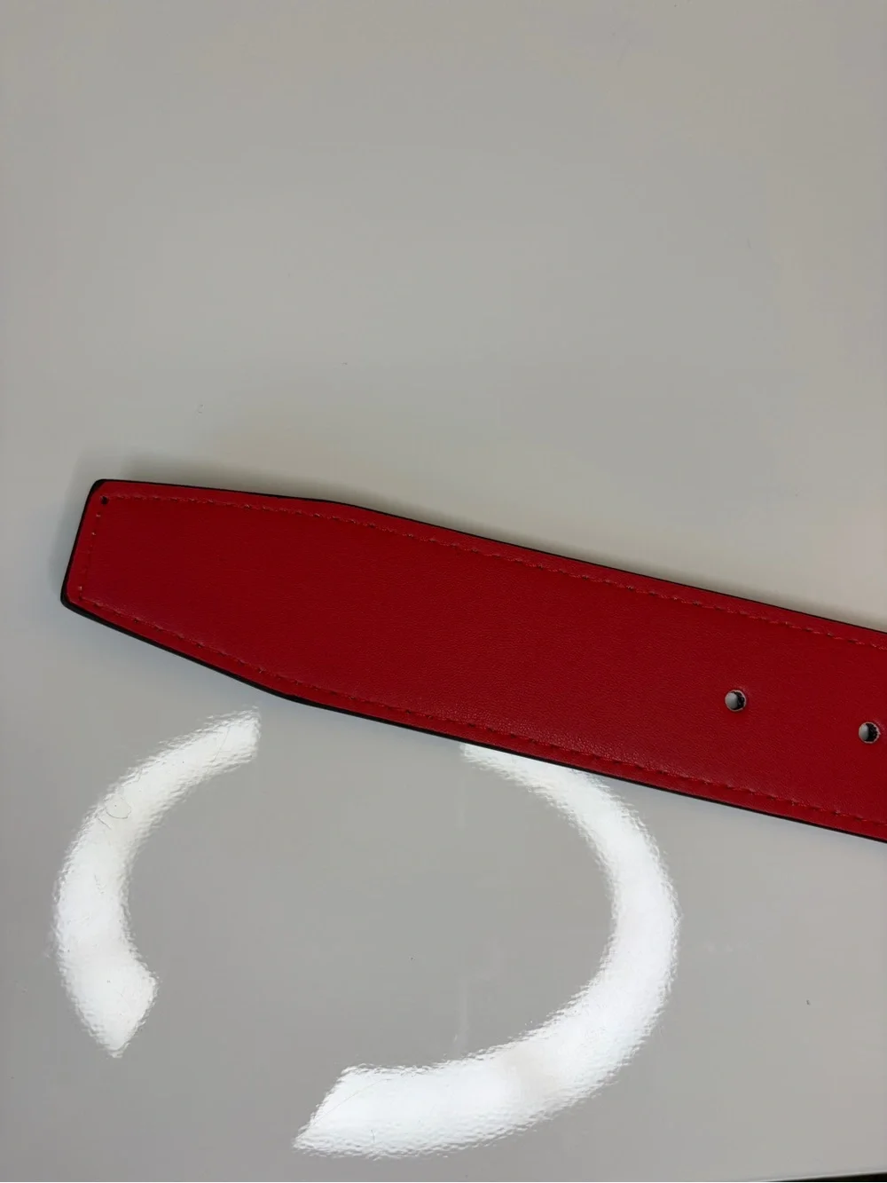 Mens Black and Red Original Genuine Leather Belt Fits Waist 34-36